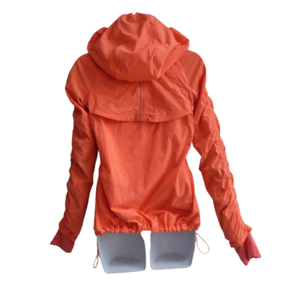 Lululemon Gather Me Slightly Jacket Neon Orange Zip Packable Hood Drawcord 2 - Picture 3 of 8